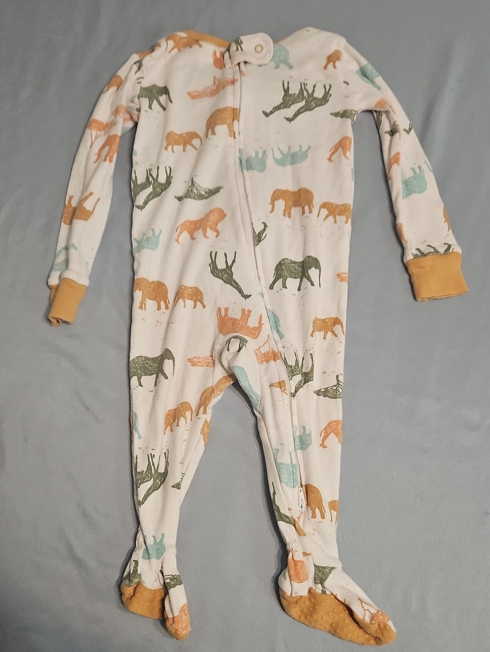 cloud island White Footed One-Piece with Multi Safari Animals